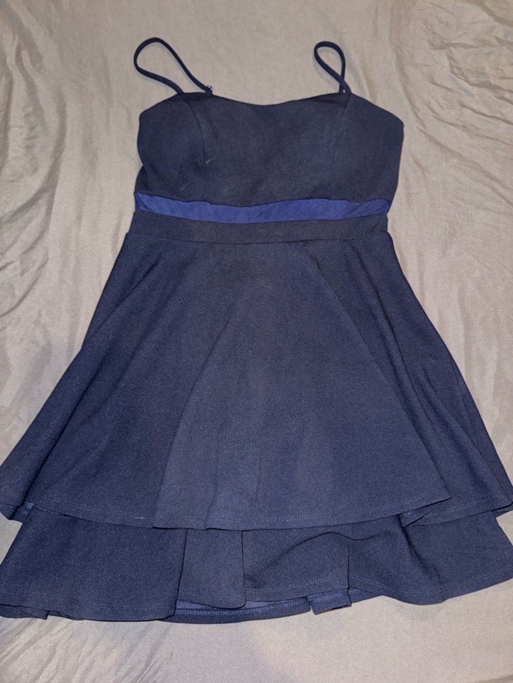 Emerald Sundae Navy Blue Mini Dress with Blue Waistband
